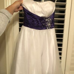 Homecoming dress strapless, white and purple